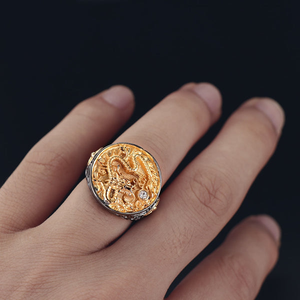 Dragon Carved Gold Ring