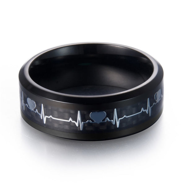 Carbon Fiber Heartbeat Ring