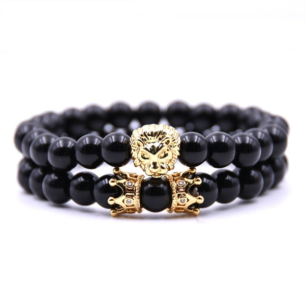 Onyx Lion Crown Bracelet
