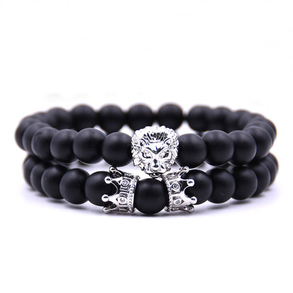 Onyx Lion Crown Bracelet