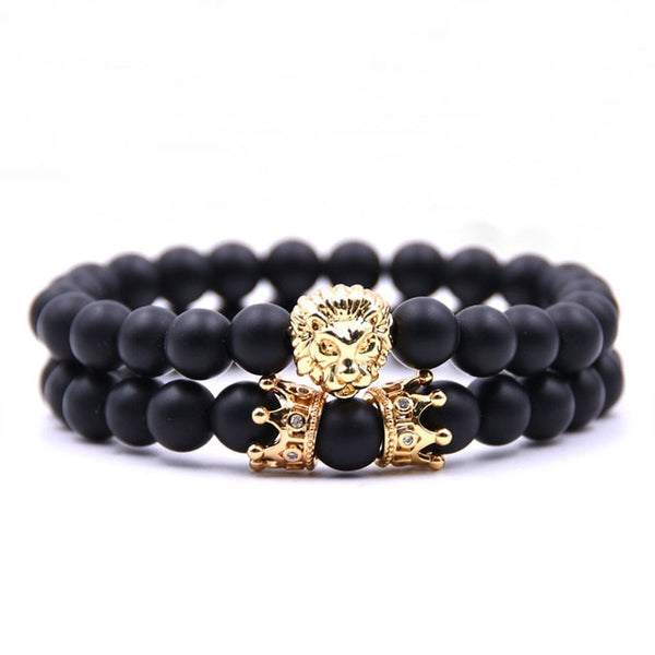 Onyx Lion Crown Bracelet