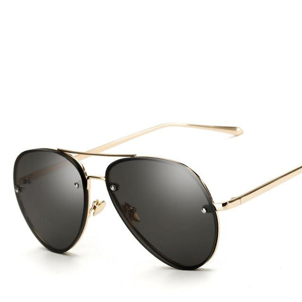 Oversized Flat Lens Aviator Sunglasses