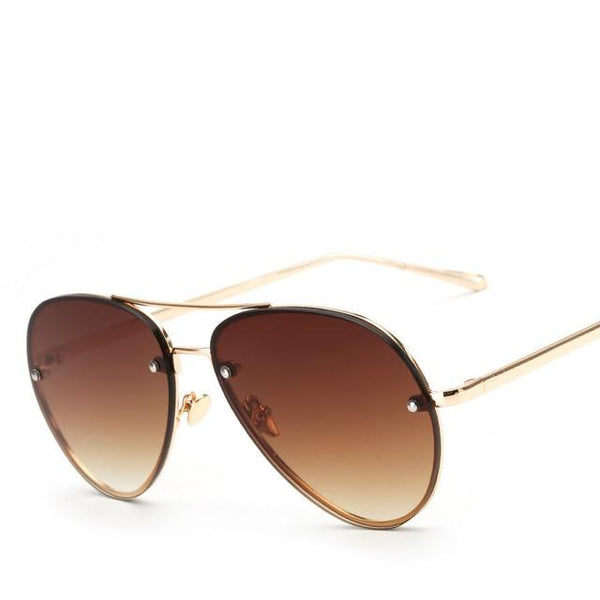 Oversized Flat Lens Aviator Sunglasses