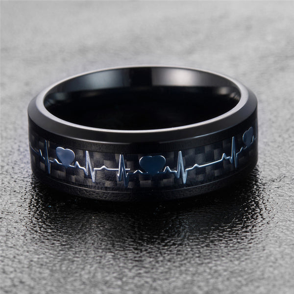 Carbon Fiber Heartbeat Ring