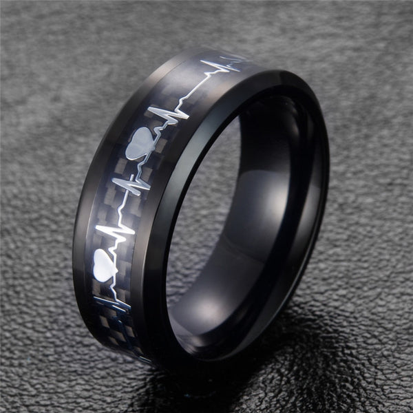 Carbon Fiber Heartbeat Ring