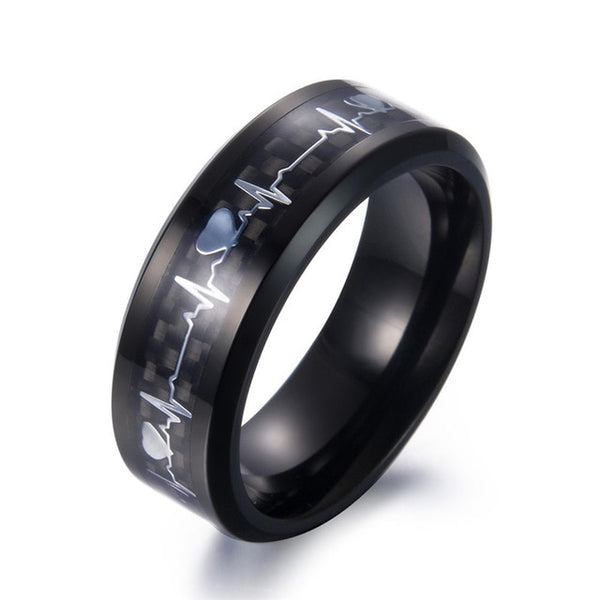 Carbon Fiber Heartbeat Ring